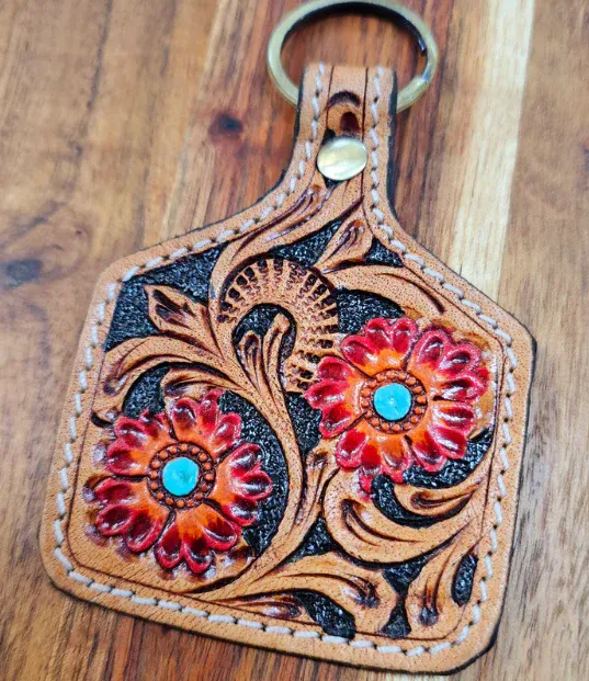 Bushfire Road Red Tooled Key Ring