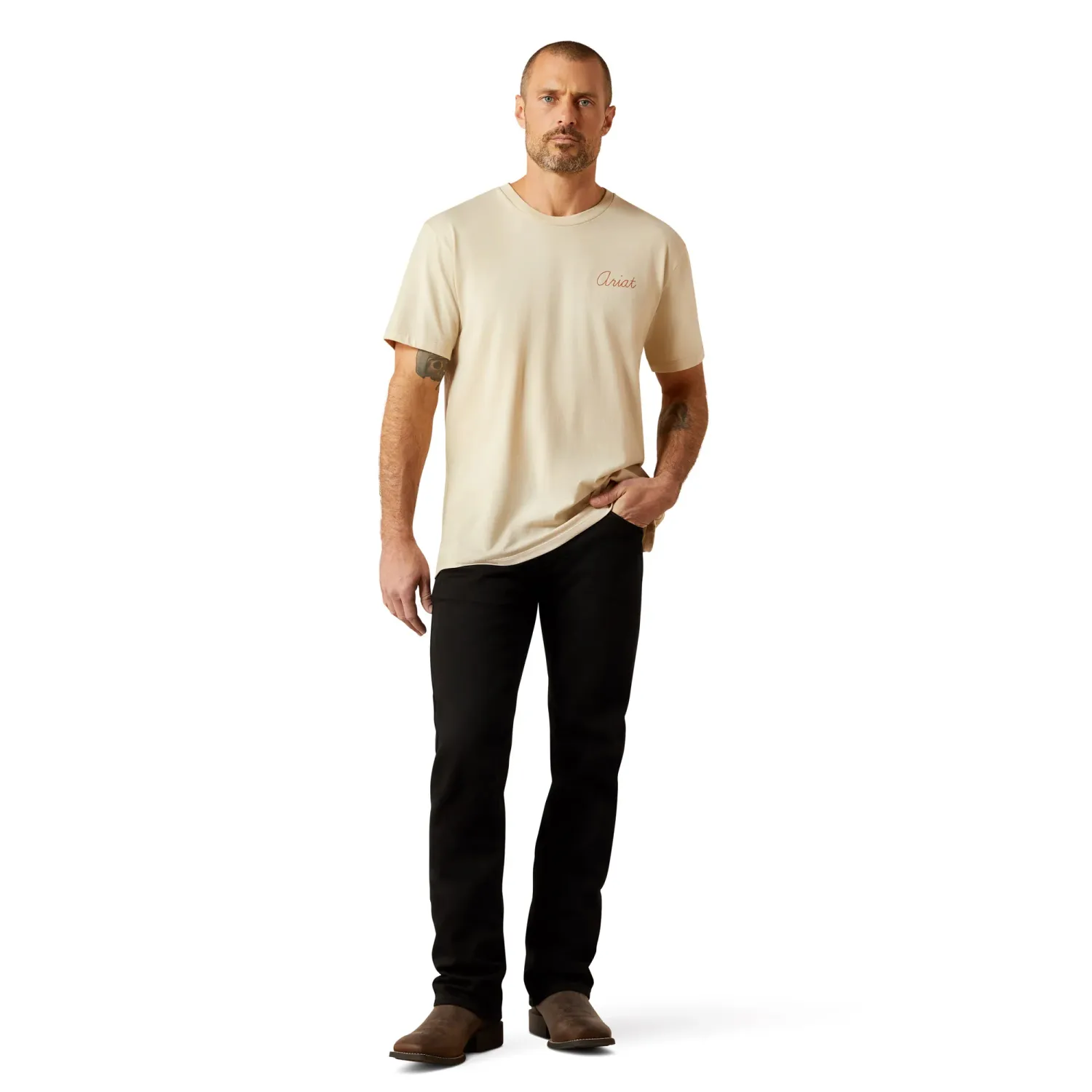 Ariat Mens Ropers Delight T-Shirt, Color: Natural, Size: S