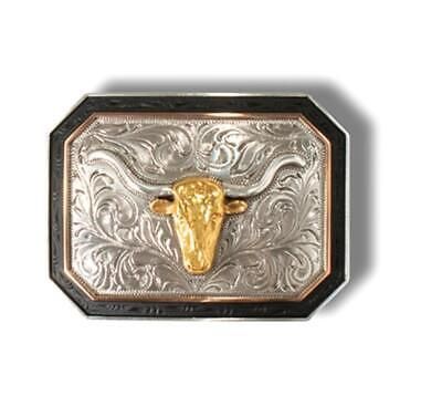 Ariat Longhorn Motif Aged Silver Gold Buckle