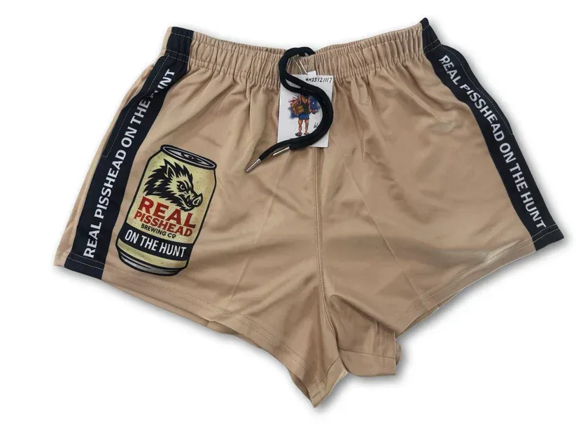 Aussie Footy Shorts Adult Real Piss Head Footy Short, Size: XS
