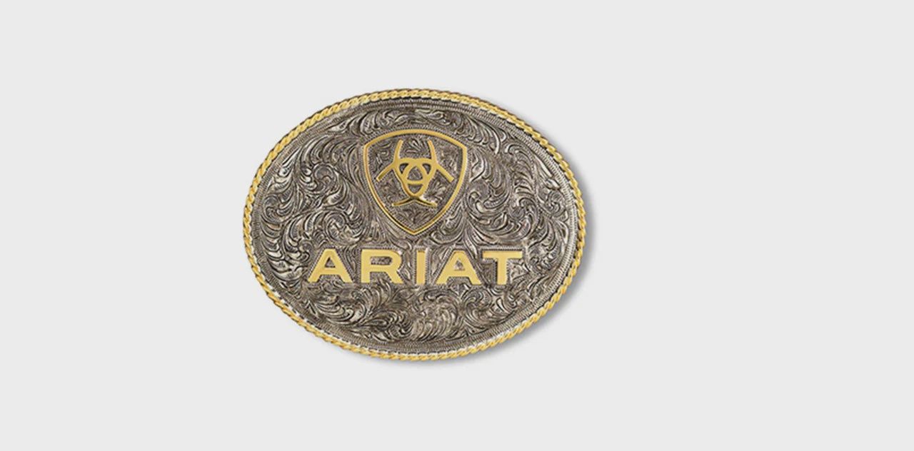Ariat Ovel Large Roper Edge Silver Gold Buckle
