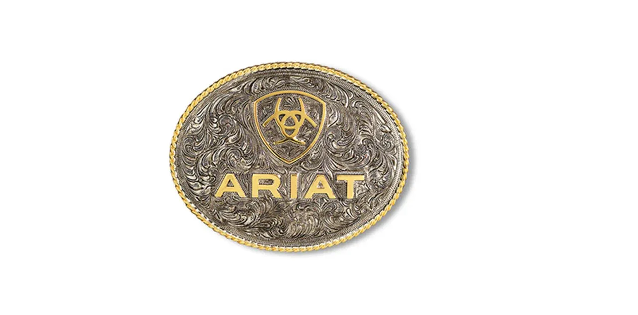 Ariat Ovel Large Roper Edge Silver Gold Buckle