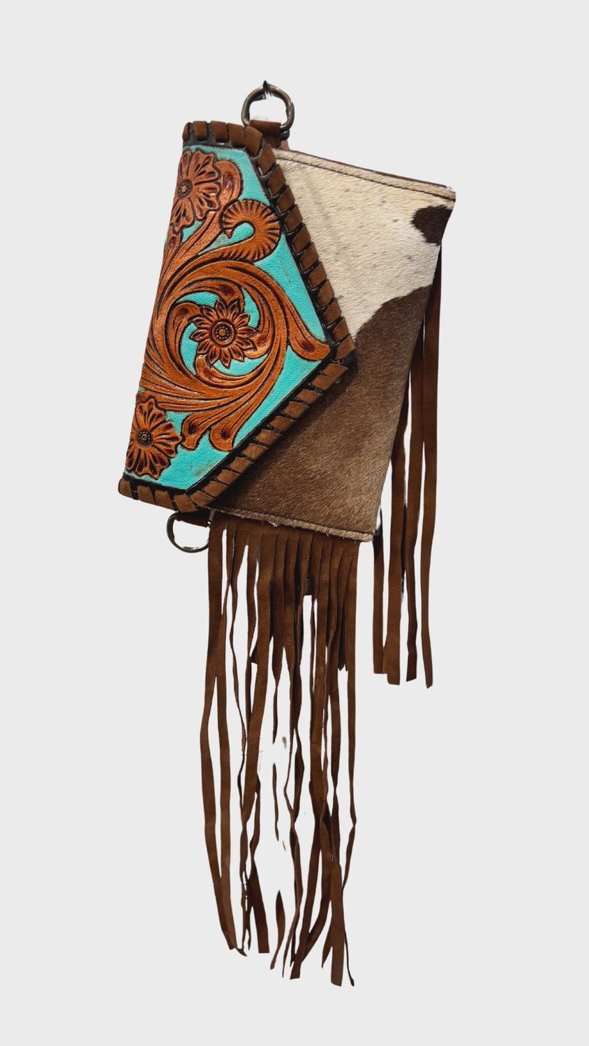 Bushfire Road Tooled Turquoise Tassel Shoulder Bag