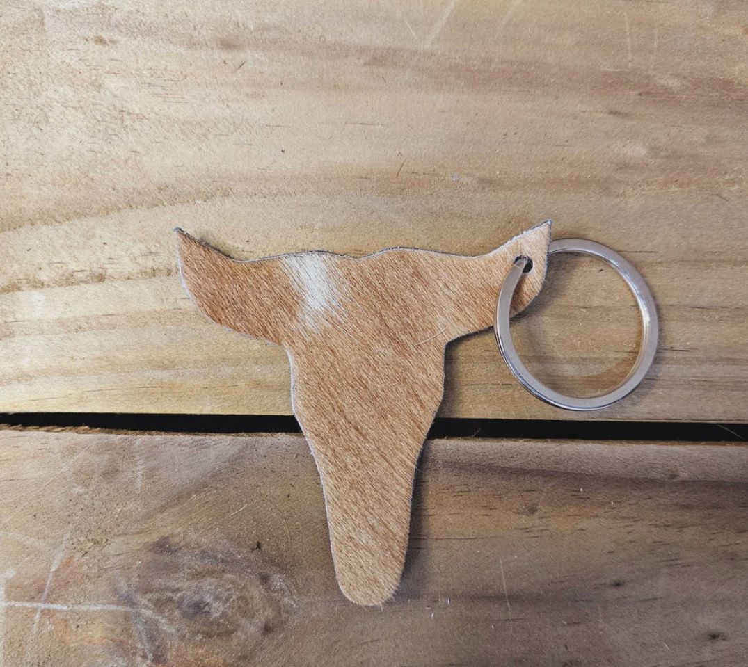 Bushfire Road Cowhide Bull Key Ring
