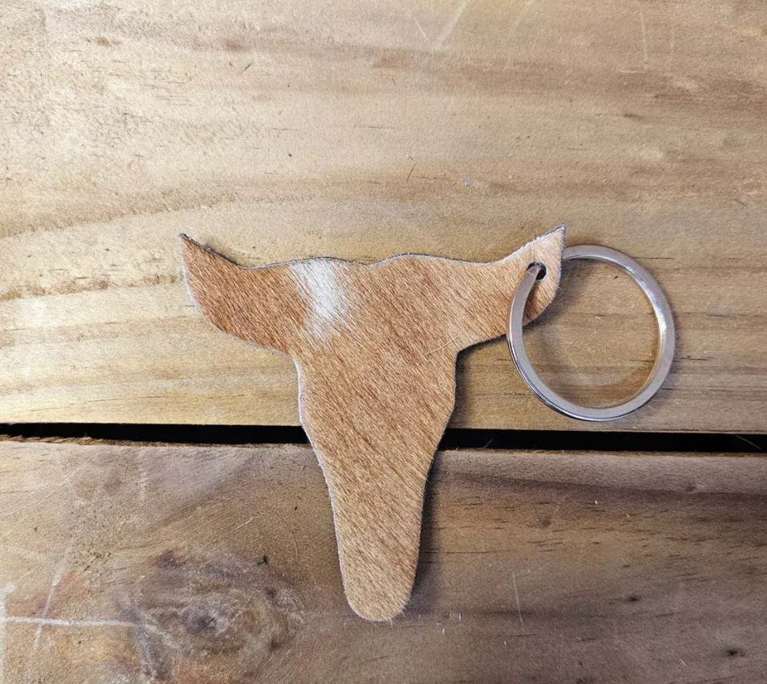Bushfire Road Cowhide Bull Key Ring