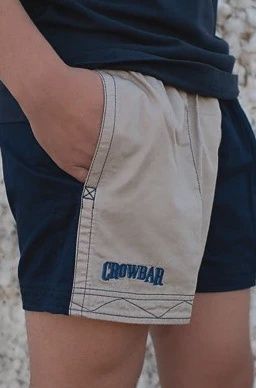 Crowbar Mens Harlequin Clay Navy Drill Short, Size: 30