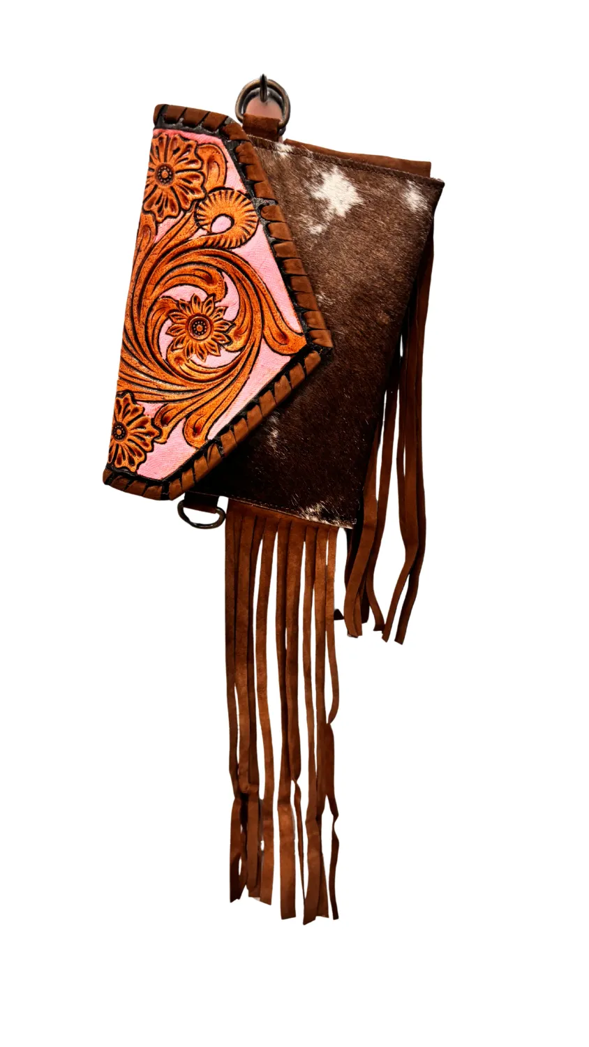 Bushfire Road Tooled Pink Tassel Shoulder Bag