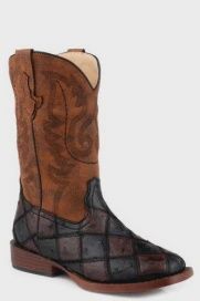 Roper Kids Little Bird Blocks Brown Boot, Size: 9
