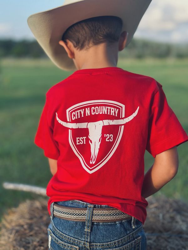 City N Country Kids Shield Red and White T-Shirt