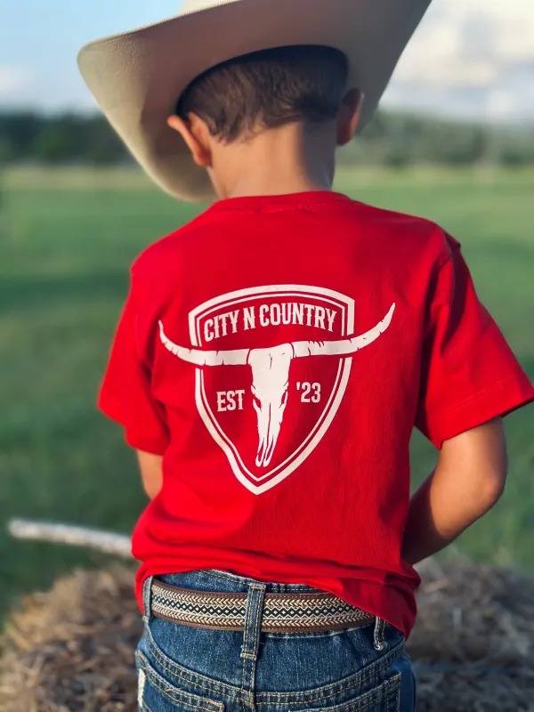 City N Country Kids Shield Red and White T-Shirt