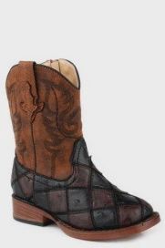 Roper Kids Toddler Bird Blocks Brown Boot, Shoe size: 5