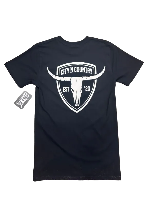 City N Country Mens Shield Black T-Shirt