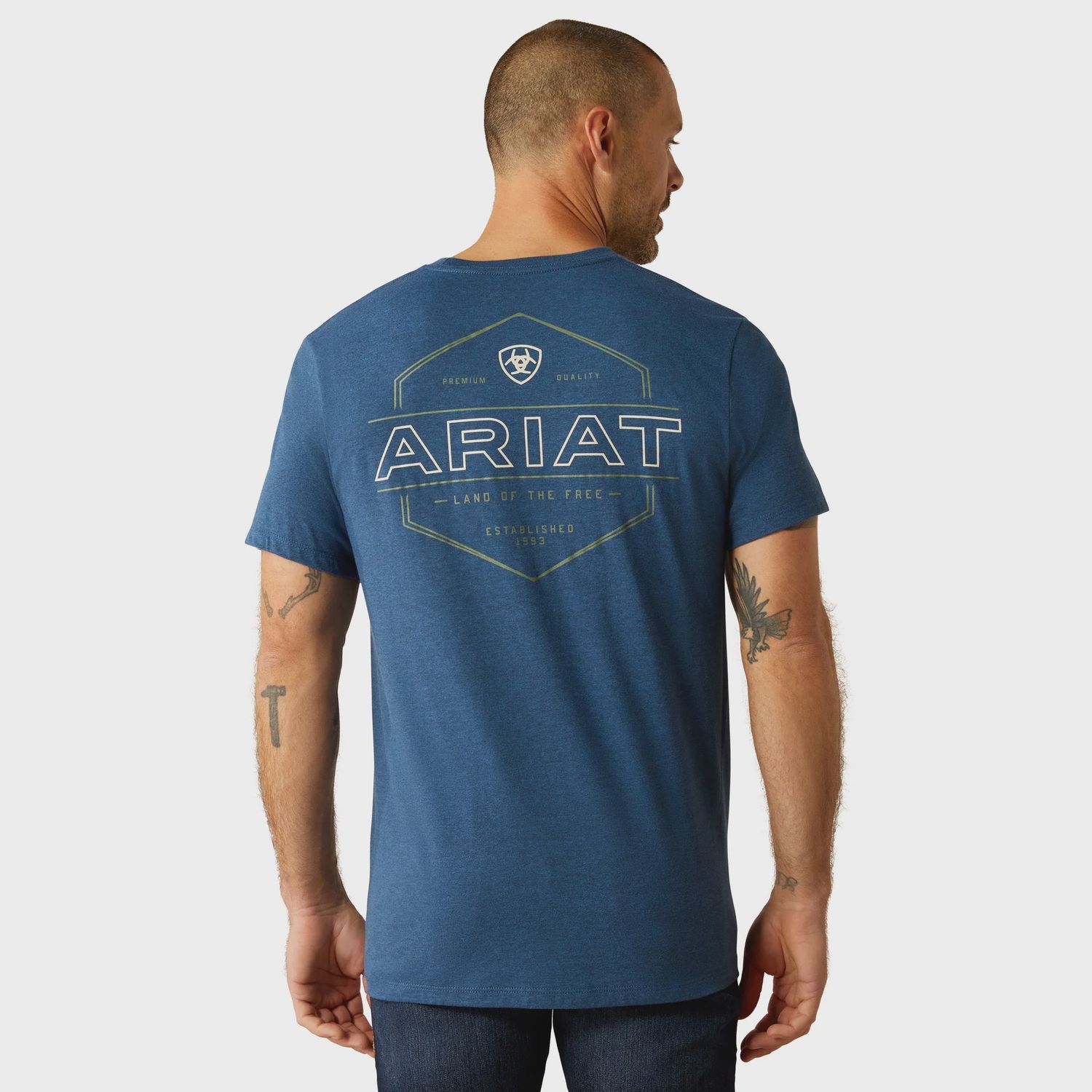 Ariat Mens Line Frame Denim Black Heather T-Shirt, Color: Denim Black Heather, Size: S