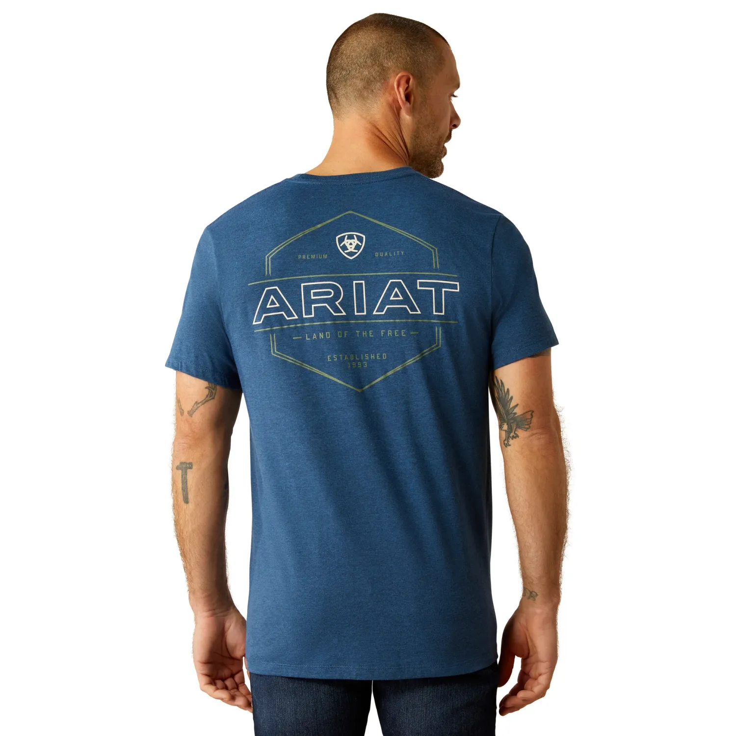 Ariat Mens Line Frame Denim Black Heather T-Shirt, Color: Denim Black Heather, Size: S