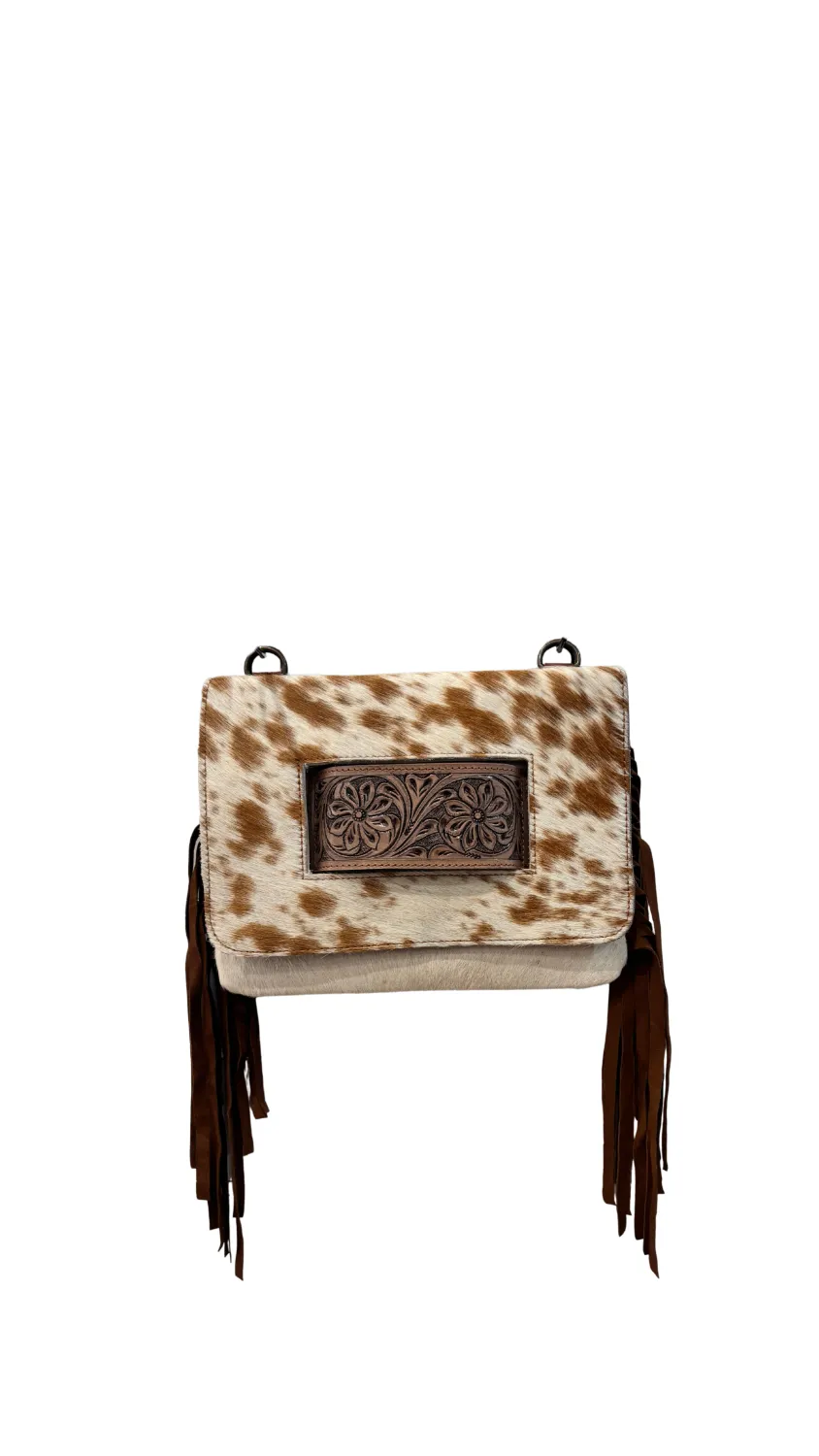 Bushfire Road Tooled Handle Tan Tassel Shoulder Bag