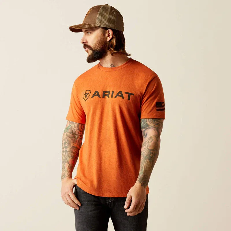Ariat Mens Shield Flag Adobe Heather T-Shirt