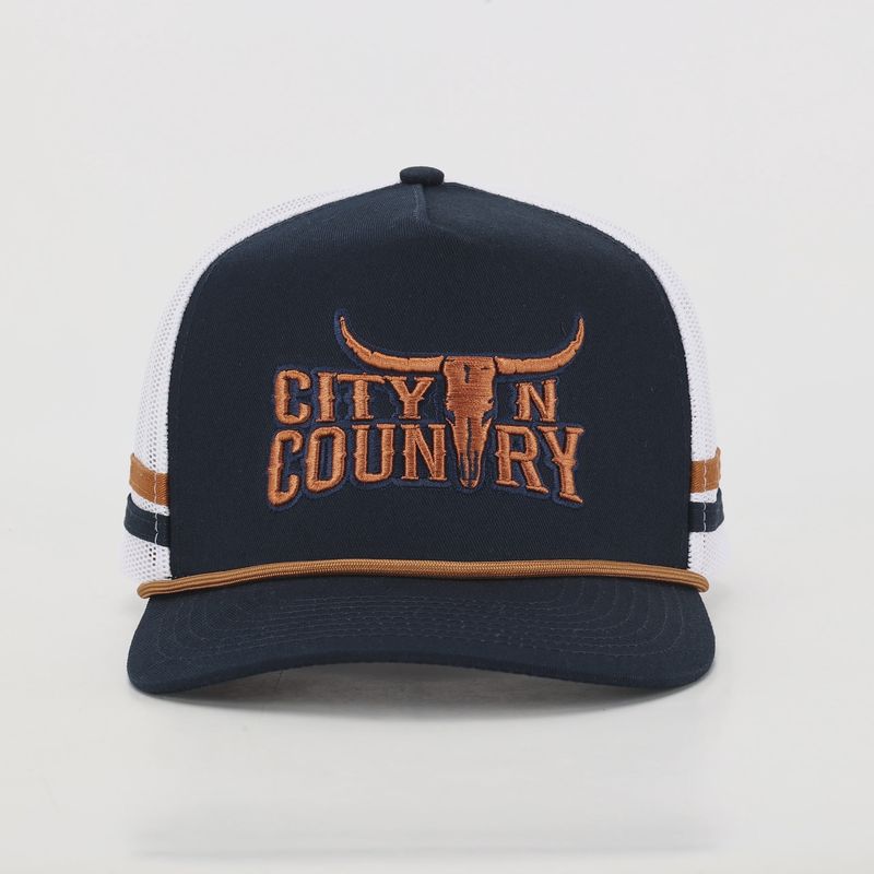 City N Country 3D Classic Navy Brown and White Cap