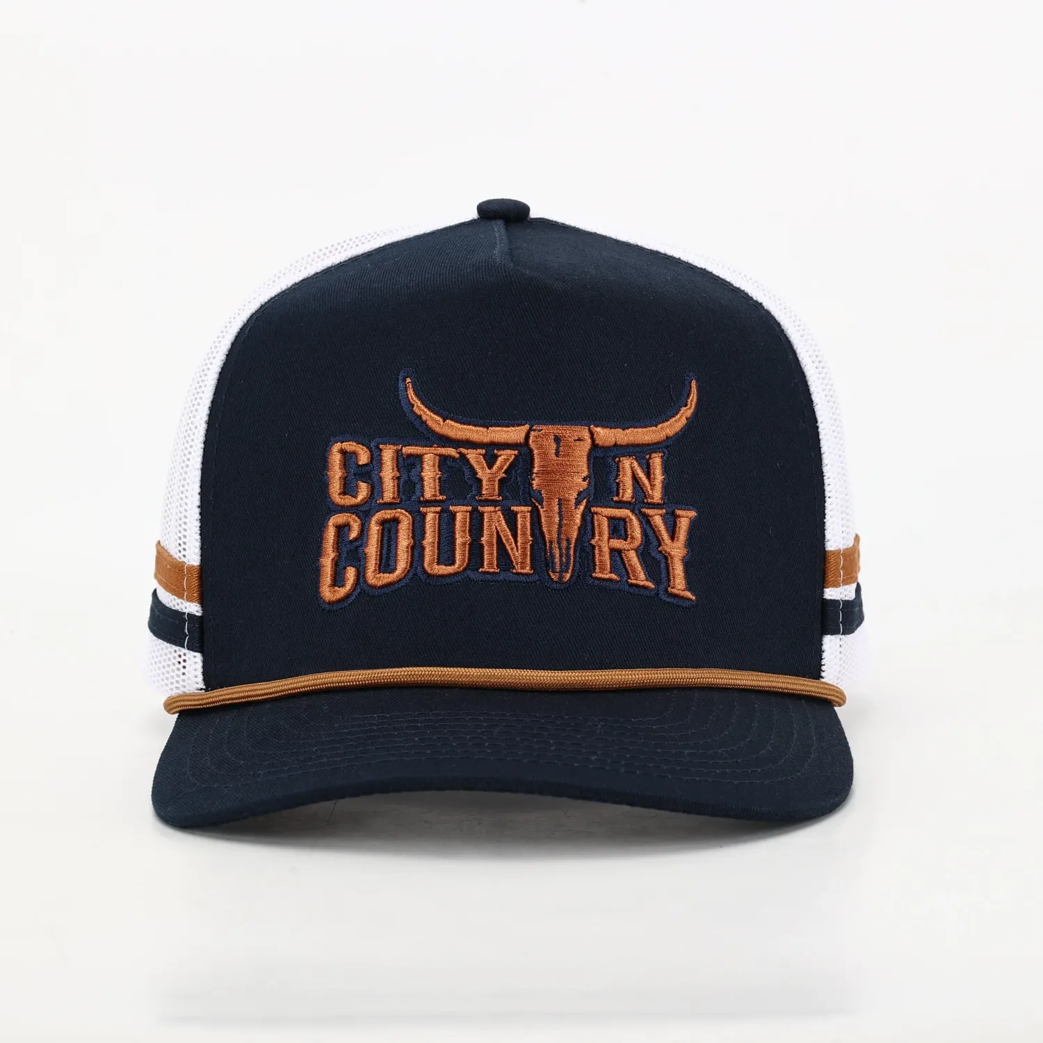City N Country 3D Classic Navy Brown and White Cap