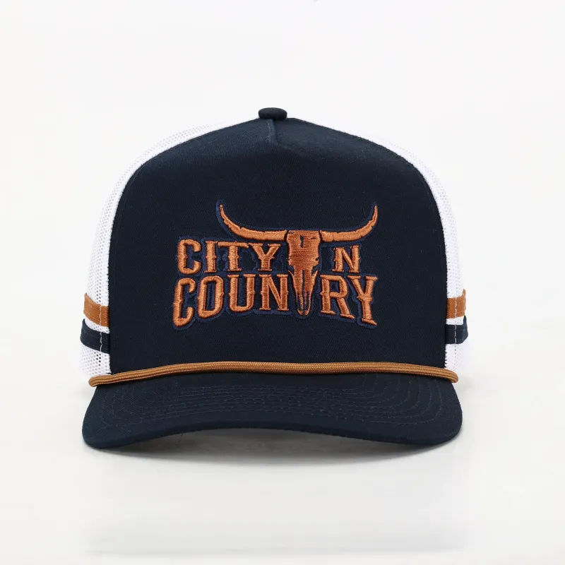 City N Country 3D Classic Navy Brown and White Cap