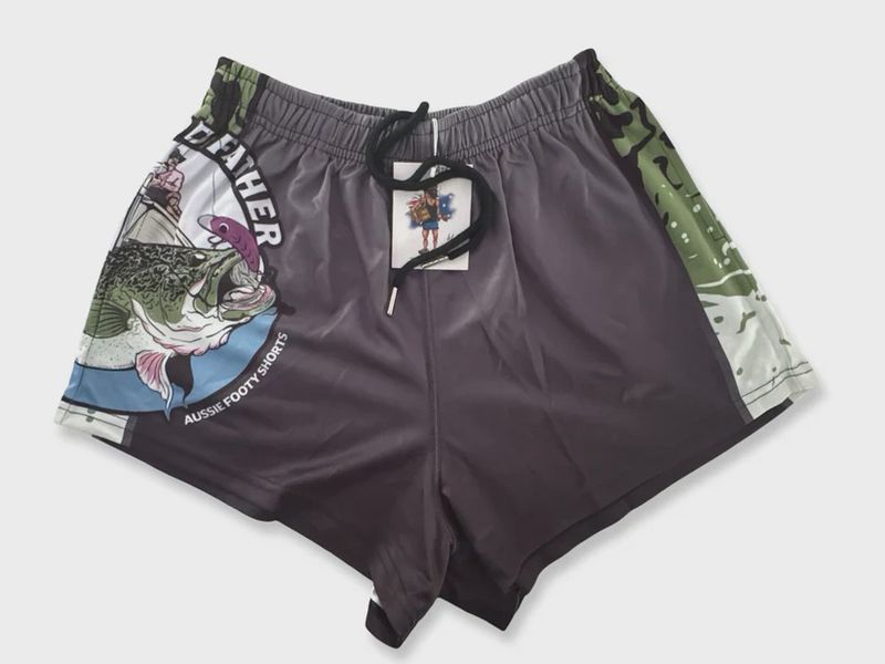 Aussie Footy Shorts Adult Cod Father Black Footy Short