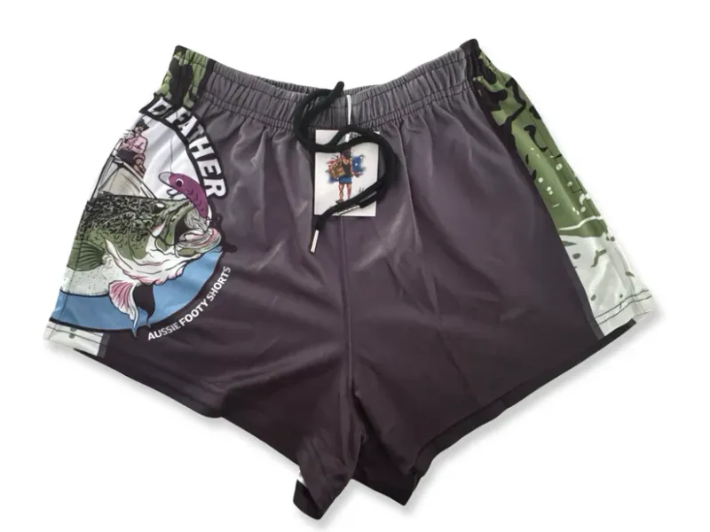 Aussie Footy Shorts Adult Cod Father Black Footy Short
