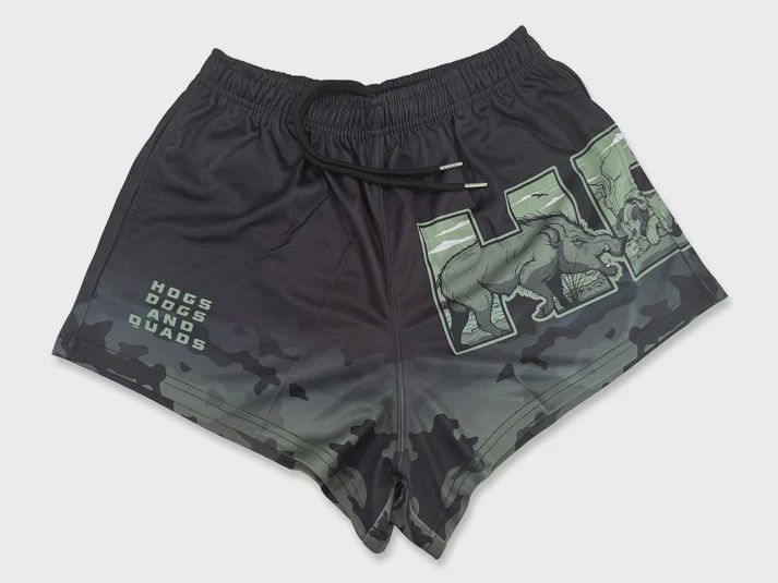 Hogs Dogs And Quads Adult Black Camo Footy Short, Color: Black, Size: S
