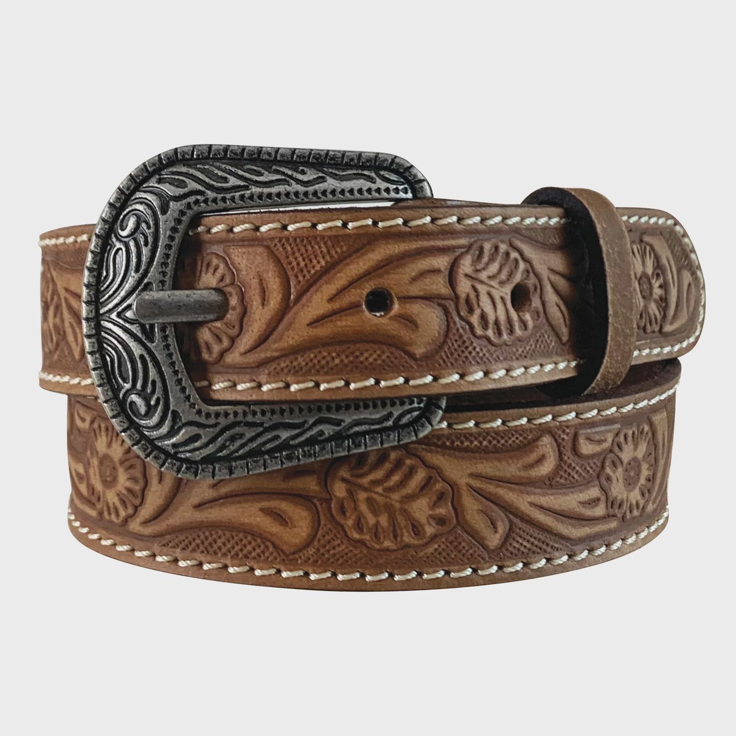 Roper Kids Genuine Leather Brown Hand Tooled Belt, Accessory size: S
