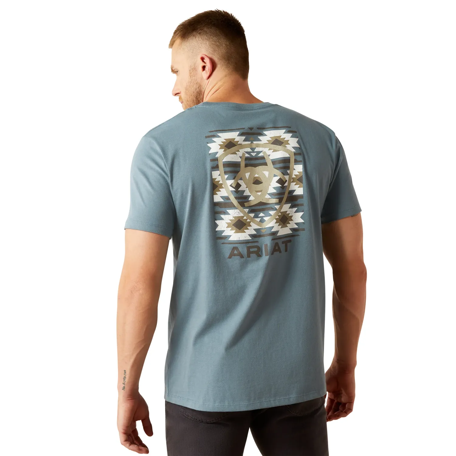 Ariat Mens Eagle Rock Light Denim T-Shirt, Color: Light Denim, Size: S
