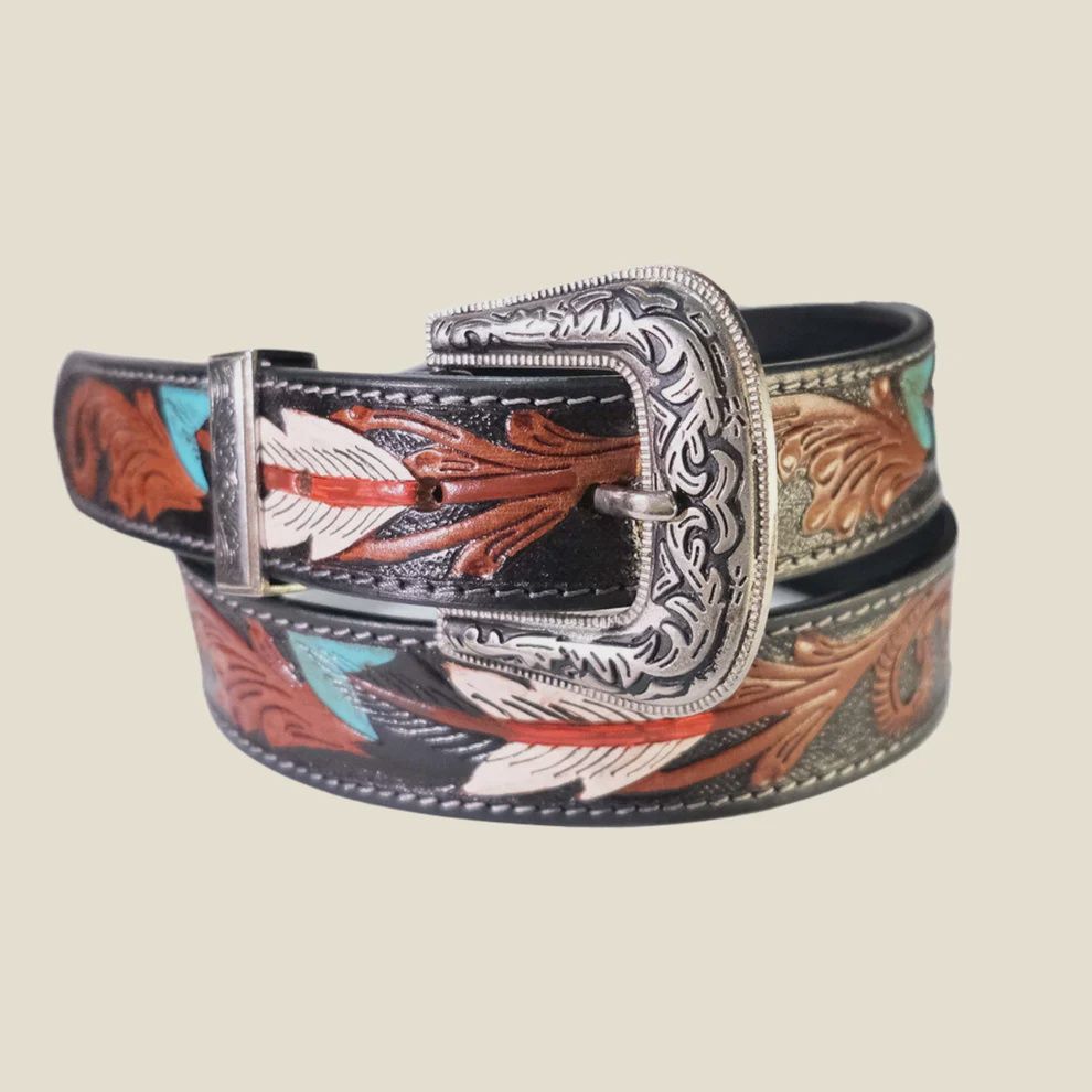 Outback King Feathered Spirit Western Belt, Accessory size: 30
