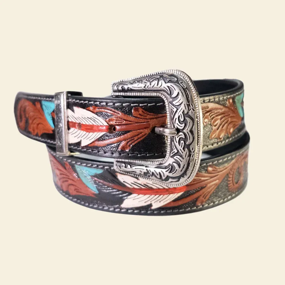 Outback King Feathered Spirit Western Belt, Accessory size: 30