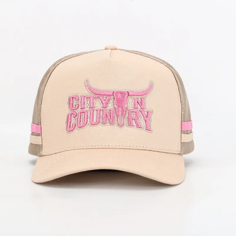 City N Country 3D Classic Beige and Pink Cap