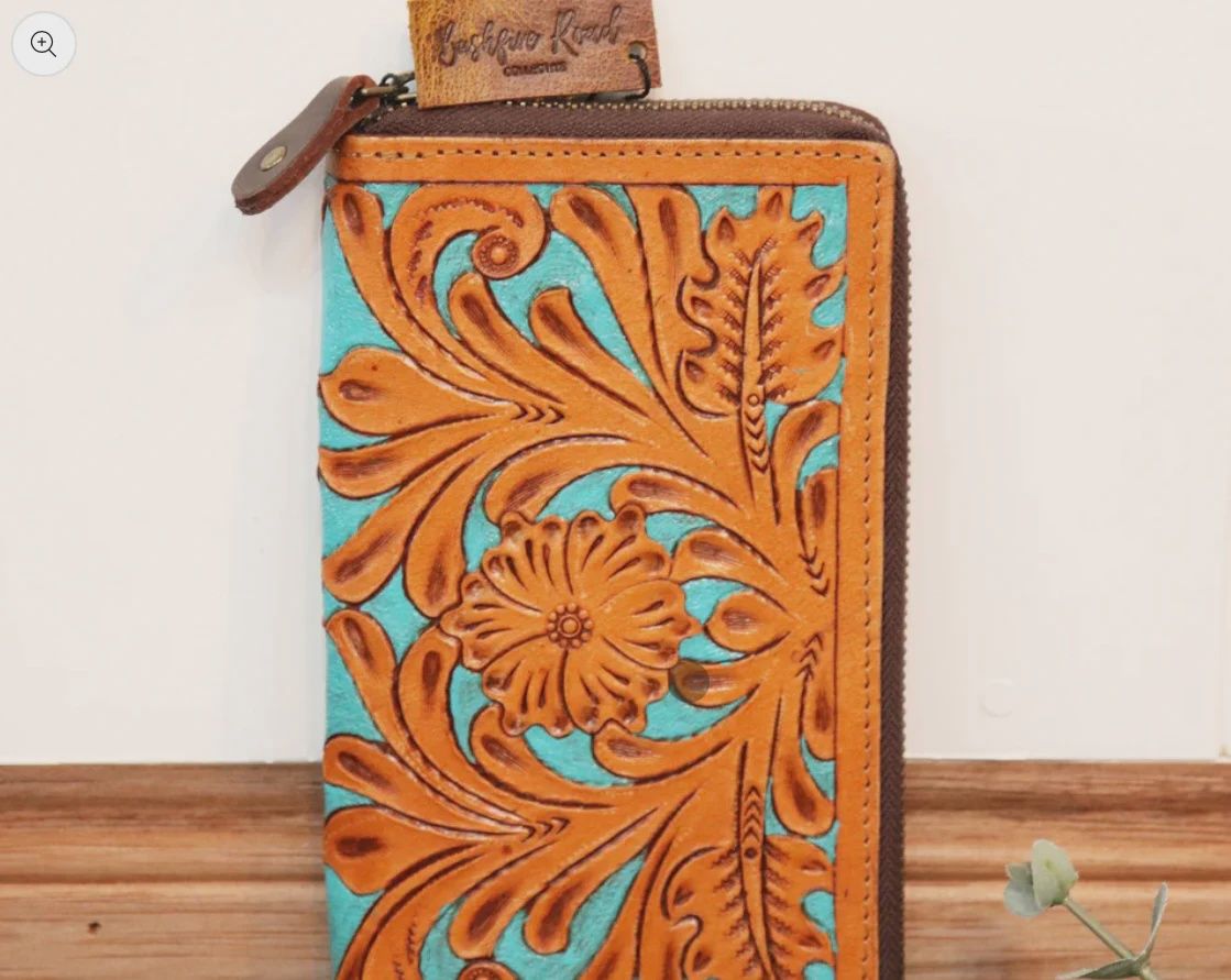 Bushfire Road Tigerlily Tan and Turquoise Wallet