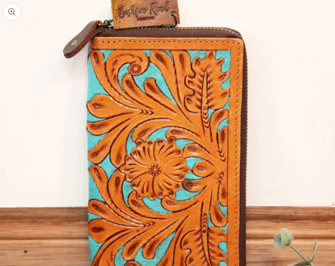 Bushfire Road Tigerlily Tan and Turquoise Wallet