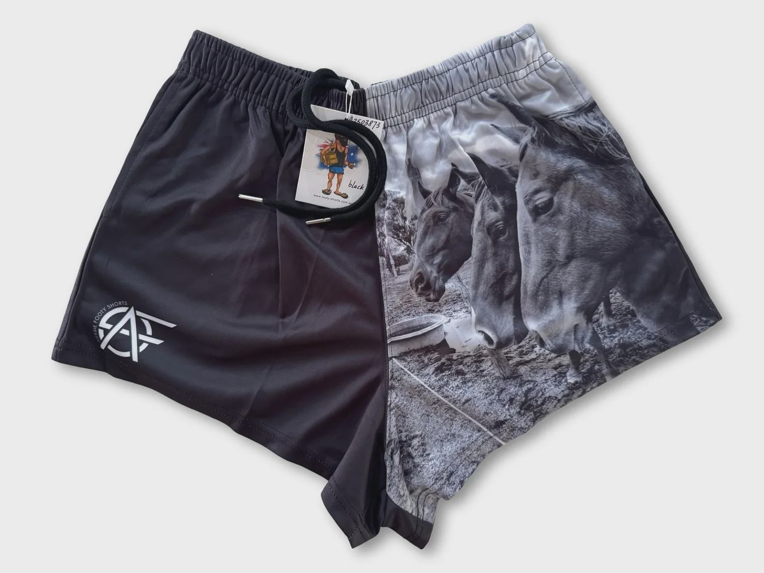 Aussie Footy Shorts Adult Horse Photo Footy Short, Size: XS
