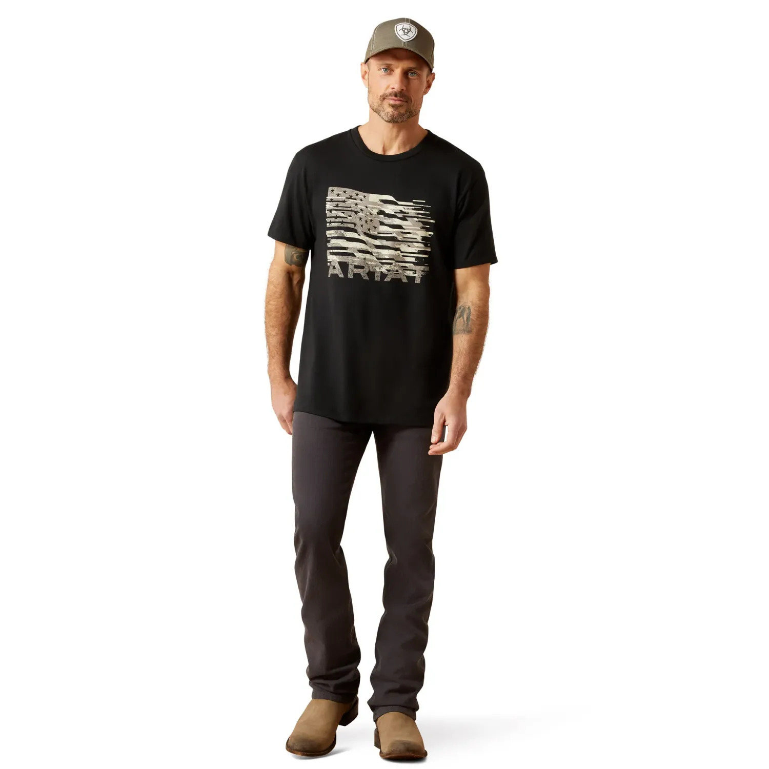 Ariat Mens Freedom Flag T-Shirt, Color: Black, Size: S