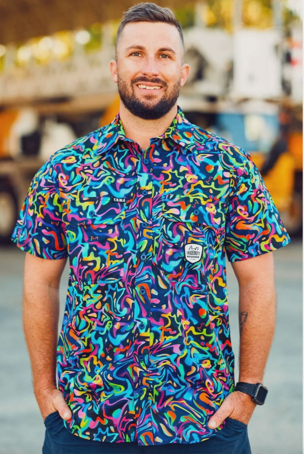 Trademutt Mens Half Button Short Sleeve Pearler Work Shirt, Size: XS