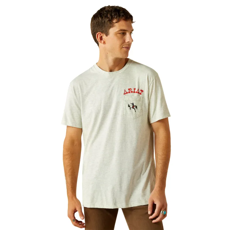 Ariat Mens Bronc Pocket Oatmeal Heather T-Shirt