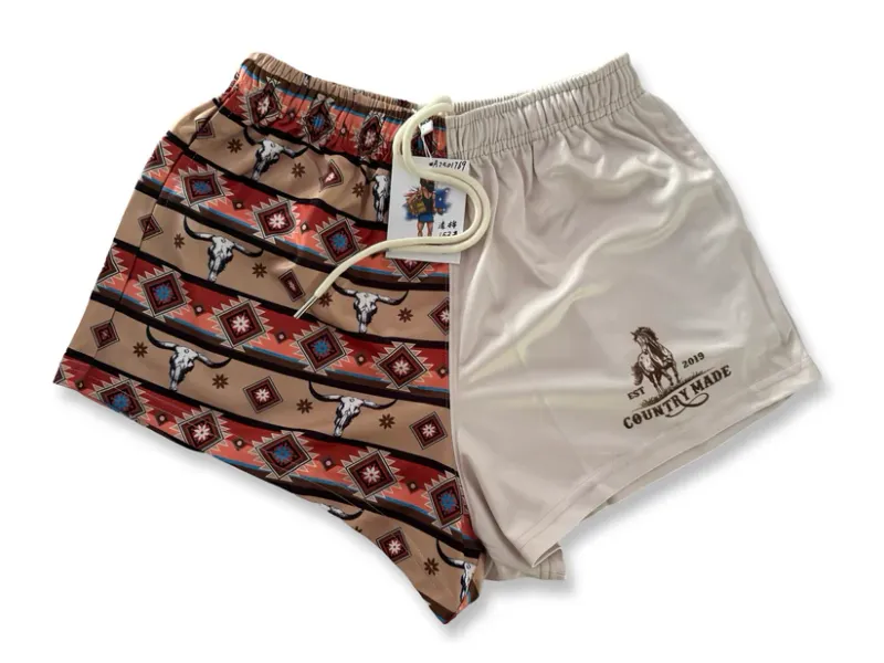 Aussie Footy Shorts Adult Aztec Skull Footy Short