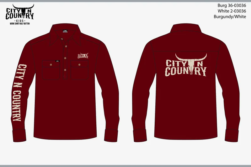 City N Country Ladies Embroidered Burgundy And White Work Shirt