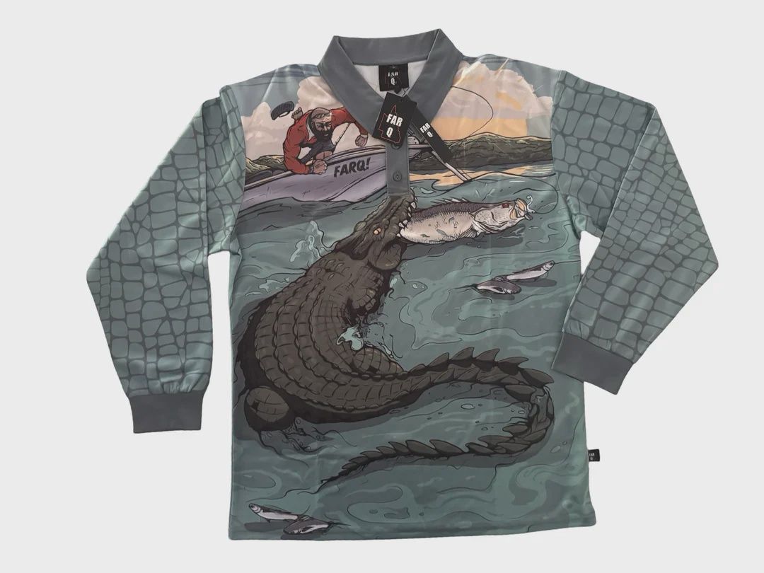 FarQ Croc Sleeve Fishing Shirt, Color: Army Green, Size: S