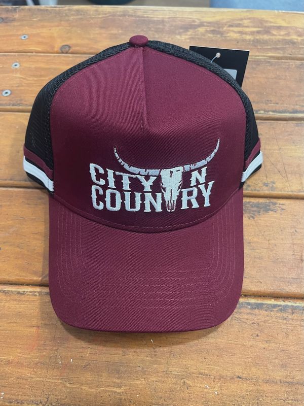 City N Country Classic Maroon White and Black Cap