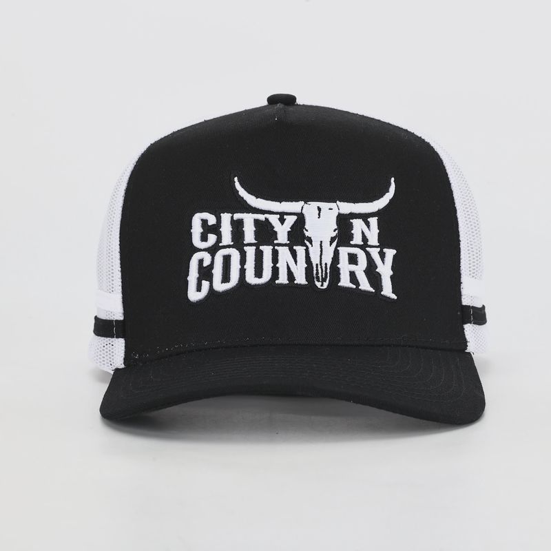 City N Country 3D Classic Black and White Cap