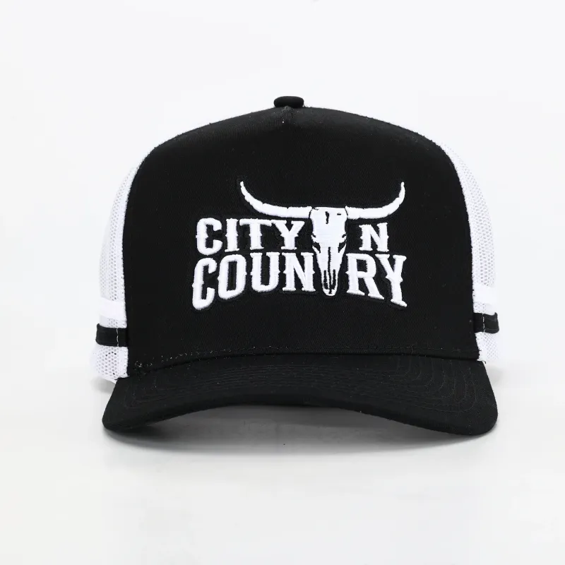 City N Country 3D Classic Black and White Cap