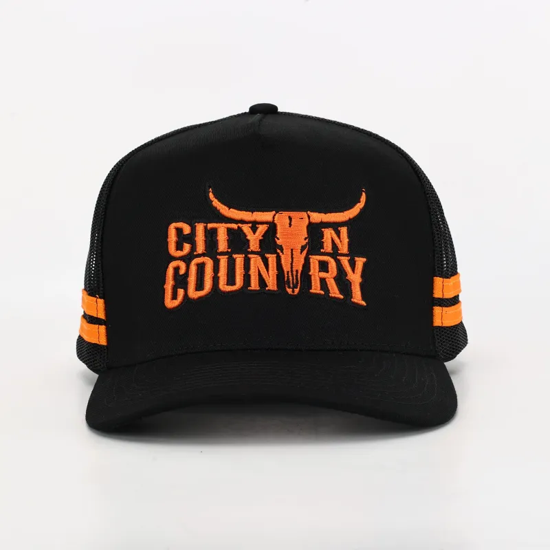 City N Country 3D Classic Black and Orange Cap
