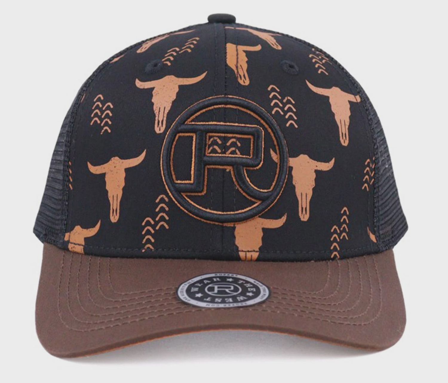 Roper Black and Brown Bull Head Trucker Cap