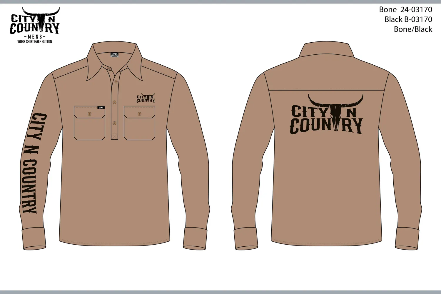 City N Country Mens Embroidered Bone and Black Work Shirt, Color: Bone/Black, Size: XS