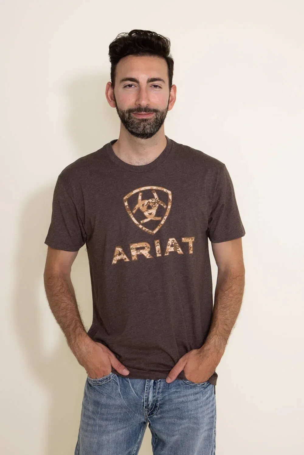Ariat Mens Liberty USA Digi Camo Tee Brown Heather, Color: Natural, Size: S