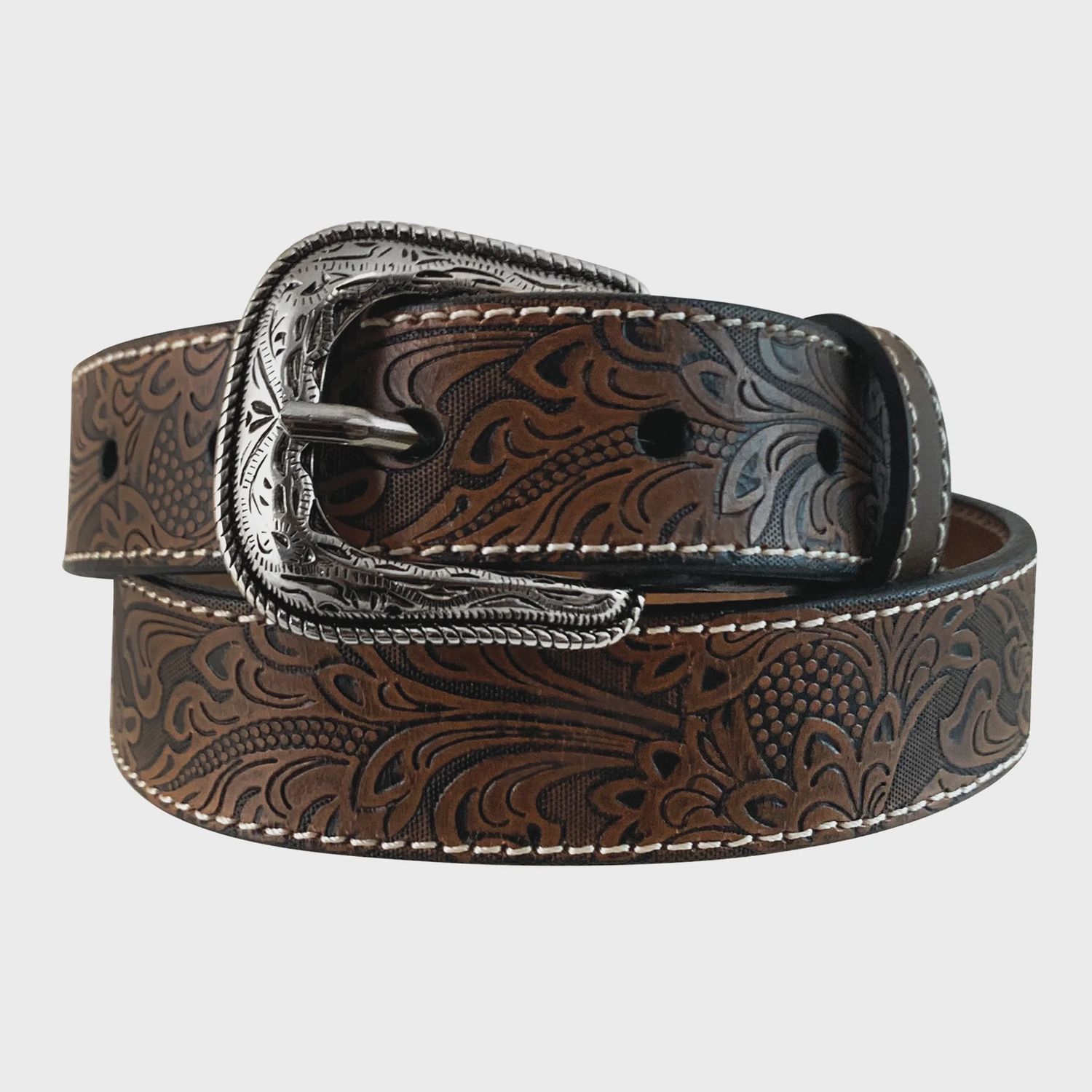Roper Kids Genuine Leather Western Brown Hand Tooled Belt, Accessory size: 18