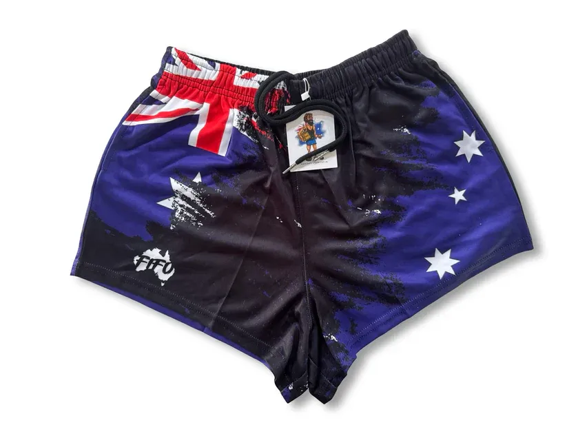 Aussie Footy Shorts Adult Fit In Or F##k Off Footy Short, Size: XS