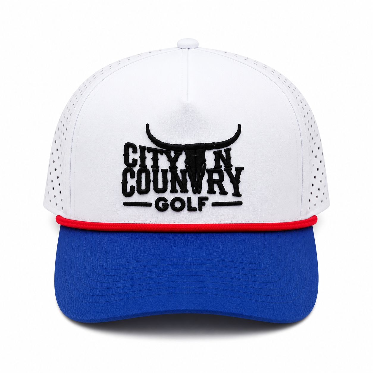 City N Country 3D Sport White Red and Blue Cap